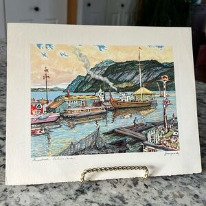 Nicholas Hornyansky Print - Houseboats on the Cabano